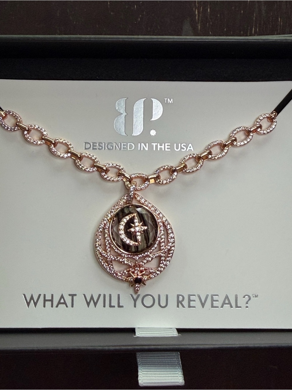 Unicorn Rose Gold Moon & Star Pendant Necklace